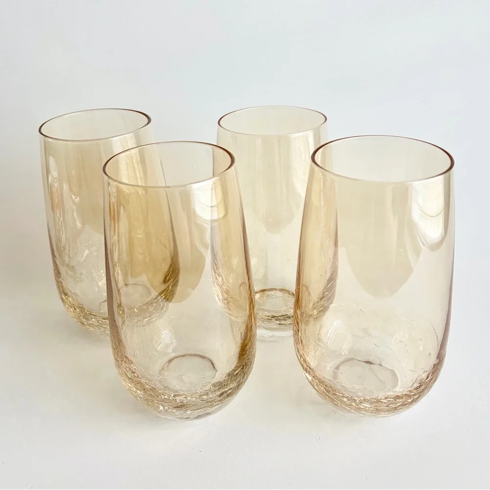 Pier 1 Imports | Amber Crackle Golden Luster Highball Glasses Set Of 4